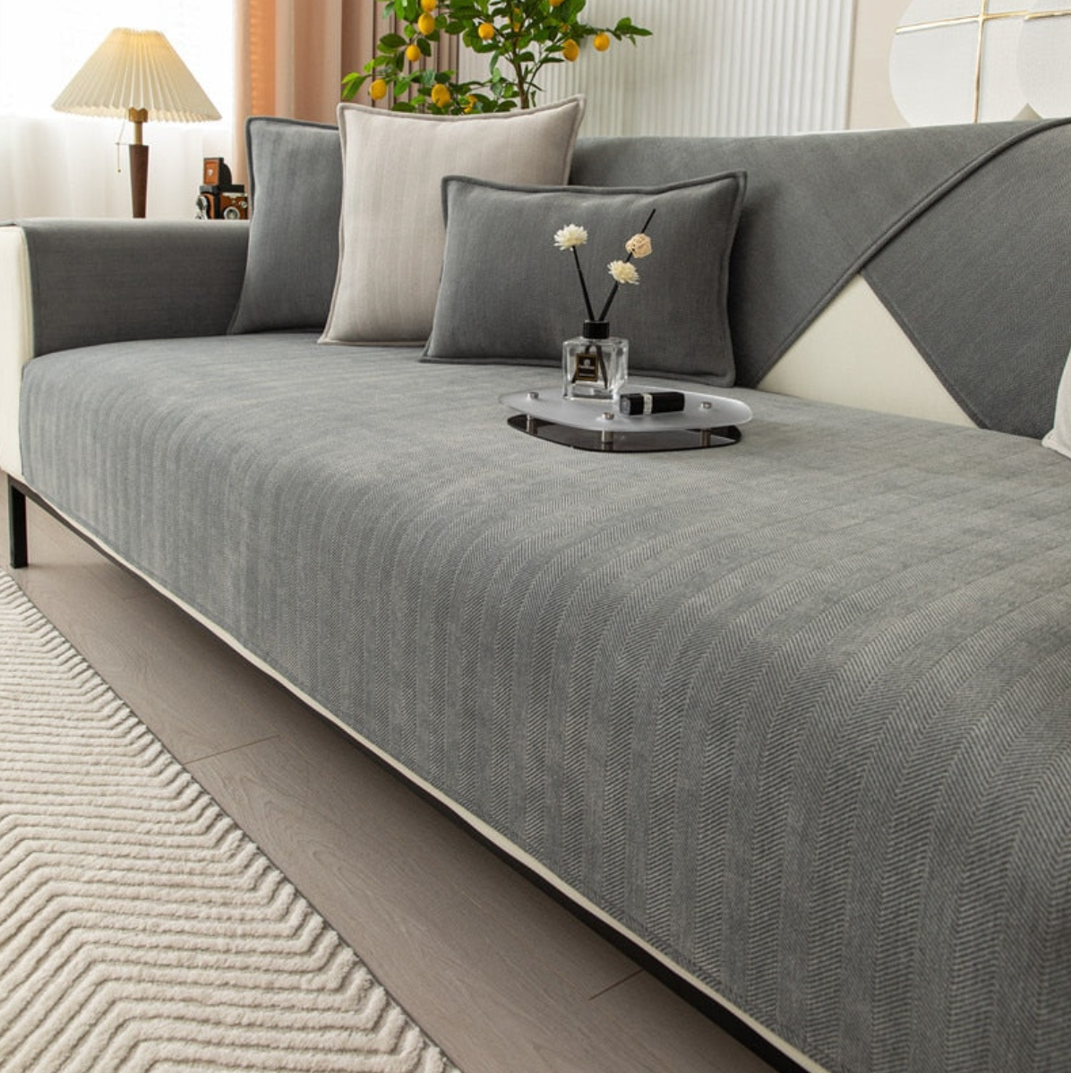 Protège-Canapé Luxueux en Chenille Herringbone