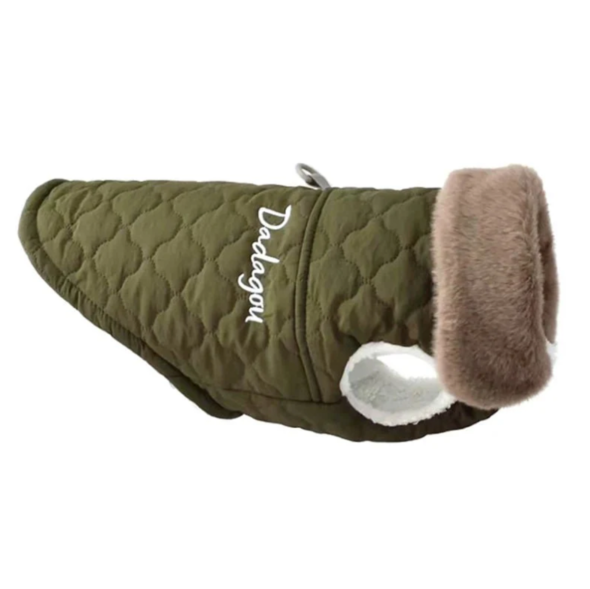 Veste imperméable pour chien avec col en fourrure