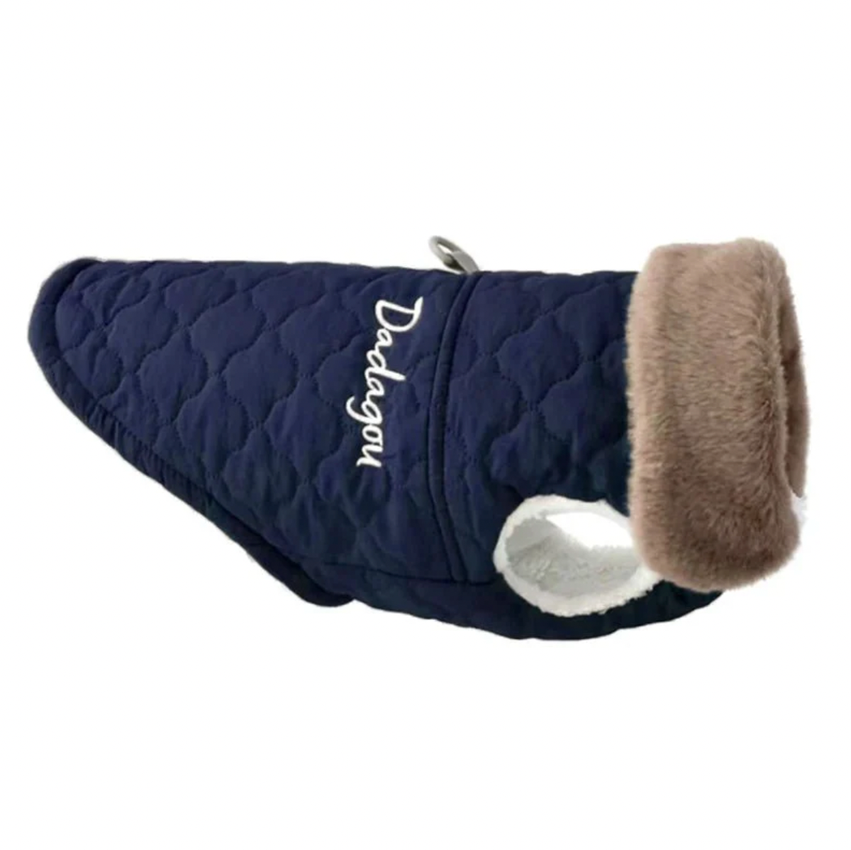 Veste imperméable pour chien avec col en fourrure