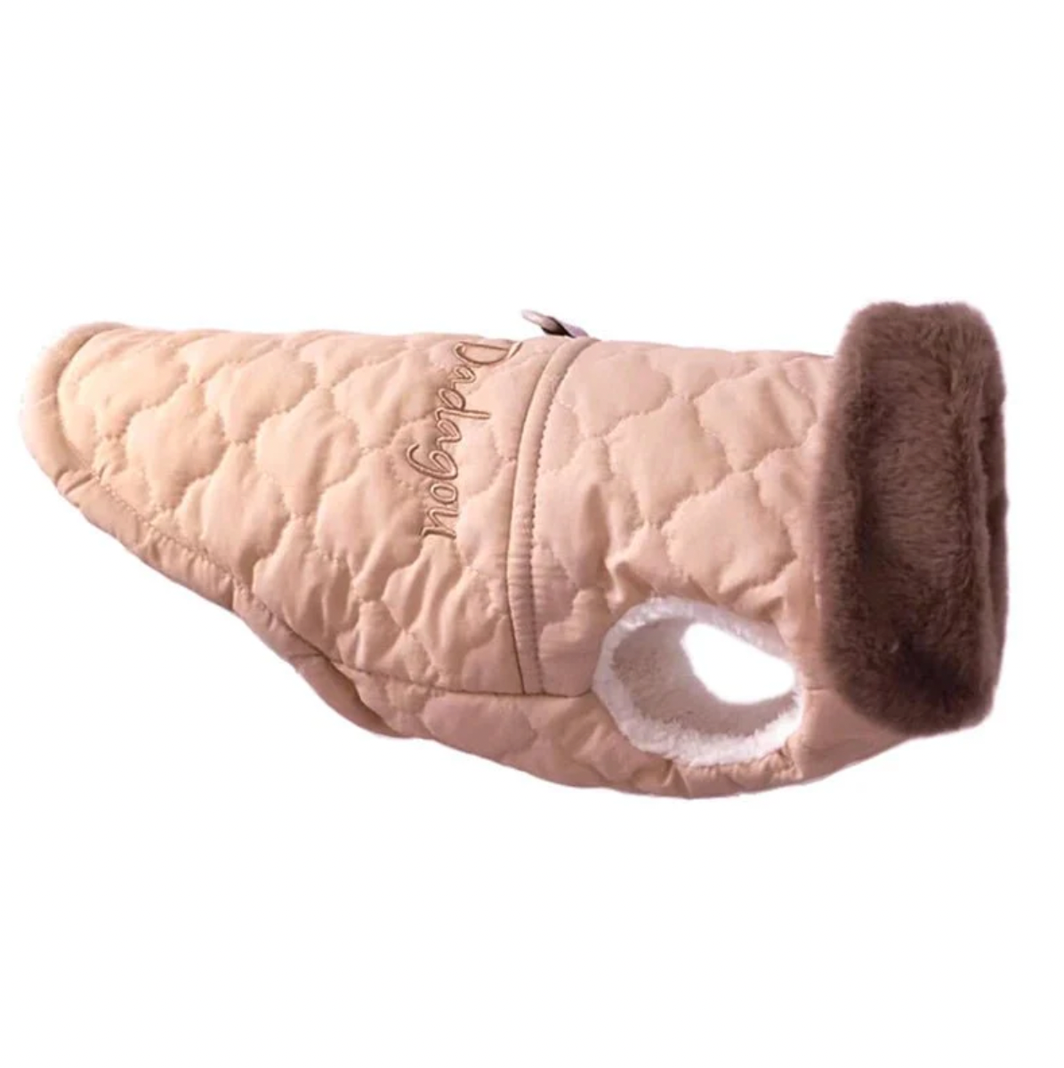 Veste imperméable pour chien avec col en fourrure